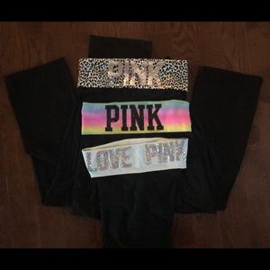 3 pairs VS PINK boot cut bling yoga pants